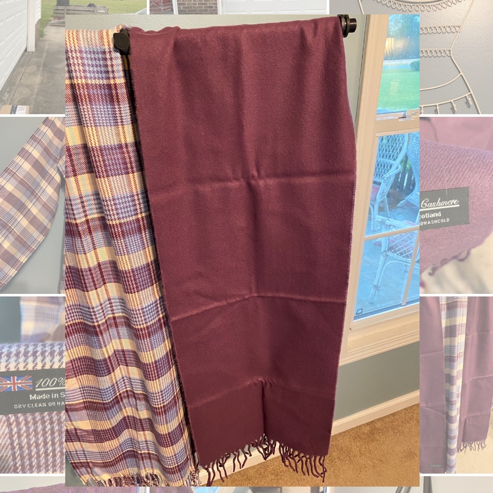 Cashmere Scarf Purple with Fringe